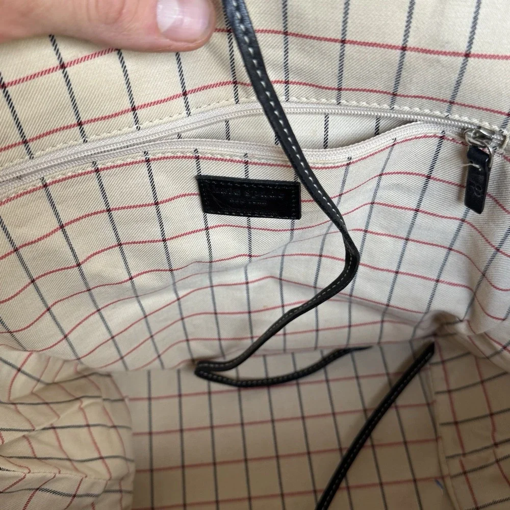 Vintage Kate Spade Black Red Wool Striped‎ Tote